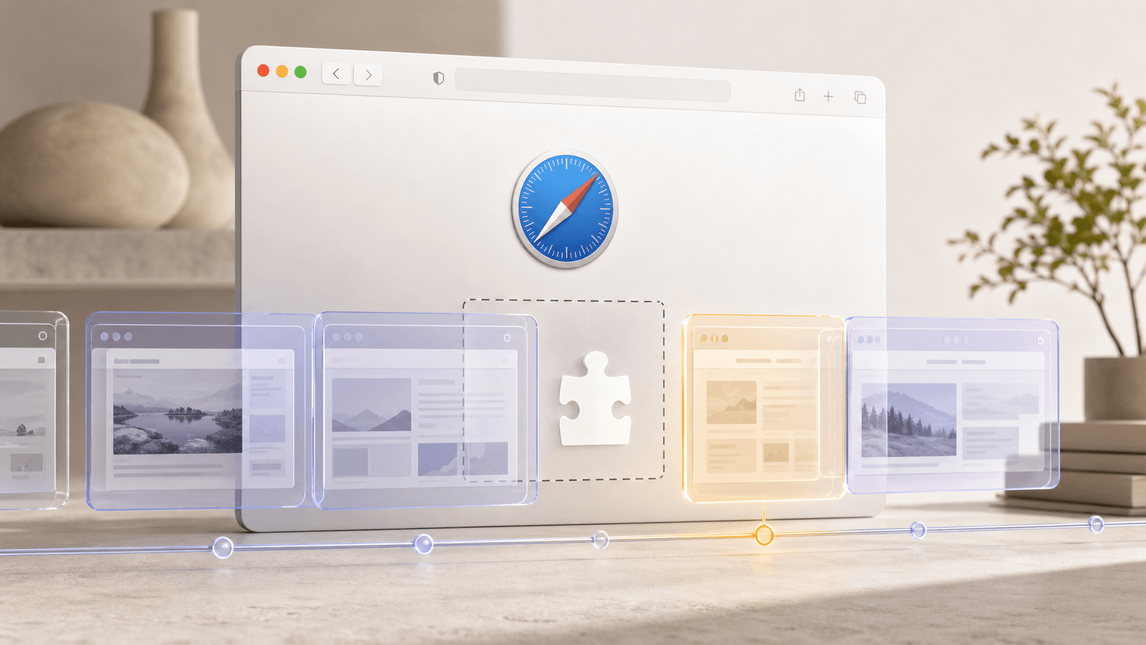 Safari previous-session recovery flow restoring a multi-window workspace on Mac