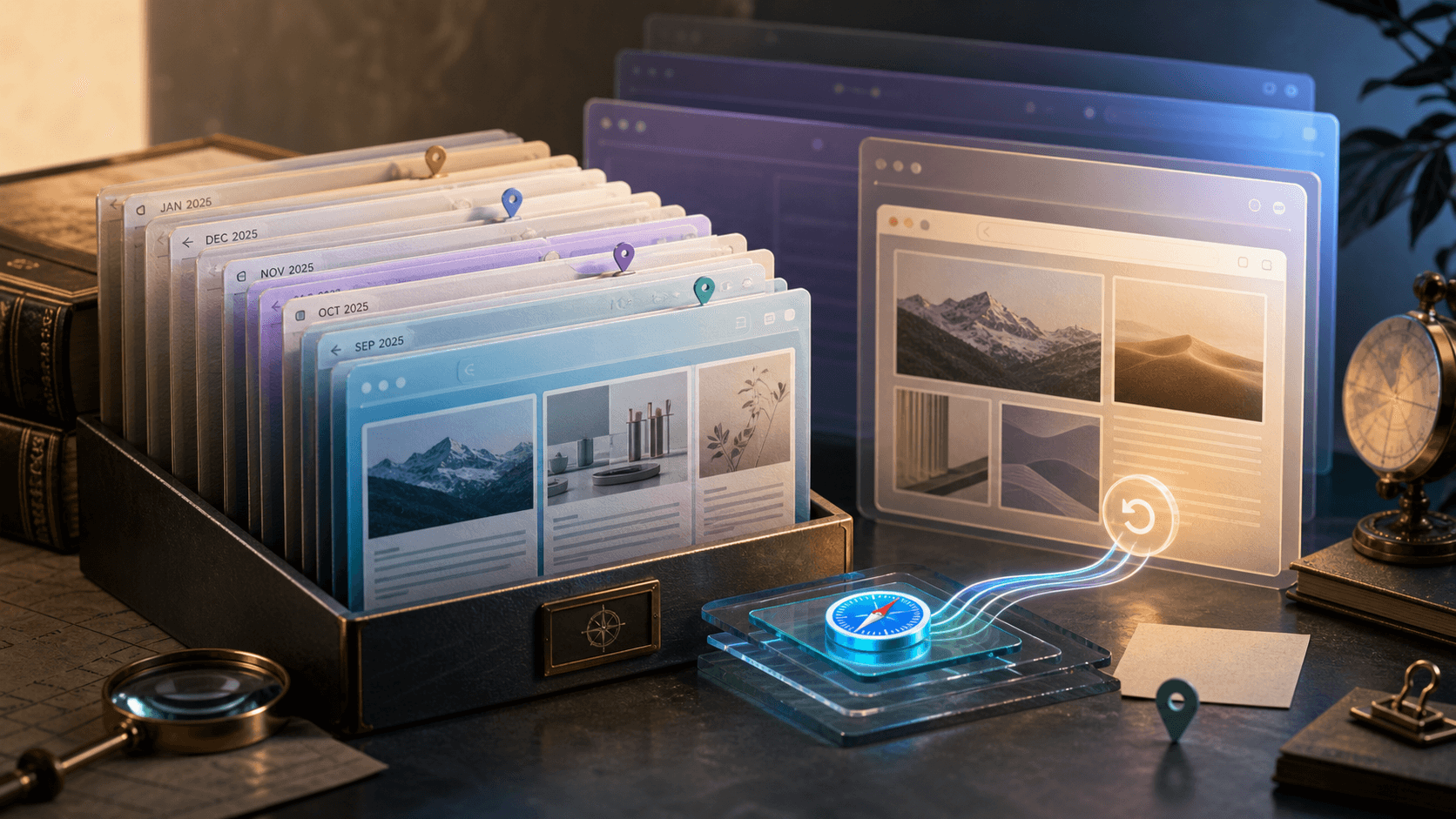 Saved browser sessions organized by project in a Safari-focused tab manager